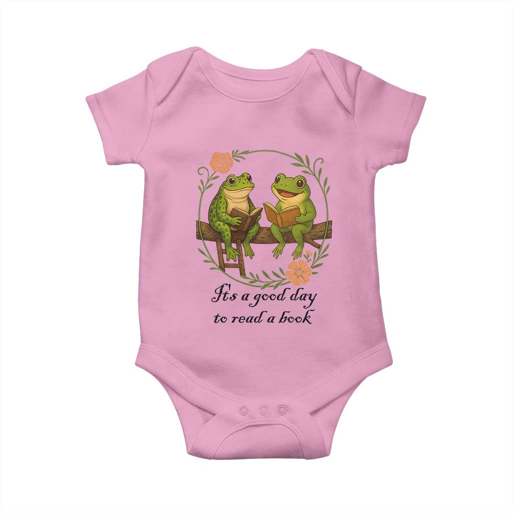 It Is A Good Day To Read A Book Baby Onesie Frog Book Lover - Wonder Print Shop