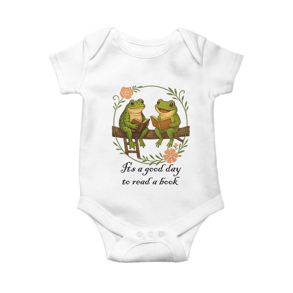It Is A Good Day To Read A Book Baby Onesie Frog Book Lover - Wonder Print Shop