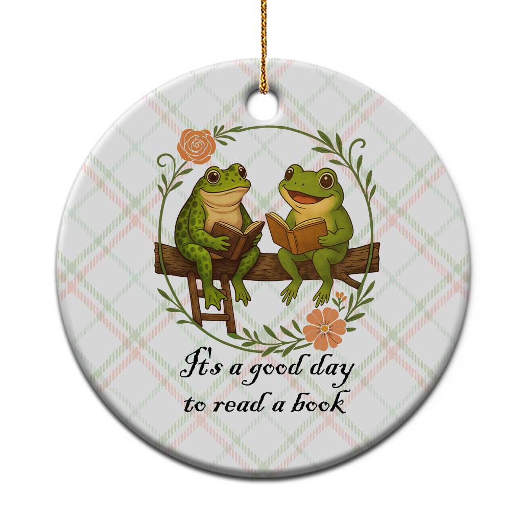 It Is A Good Day To Read A Book Ceramic Ornament Frog Book Lover - Wonder Print Shop
