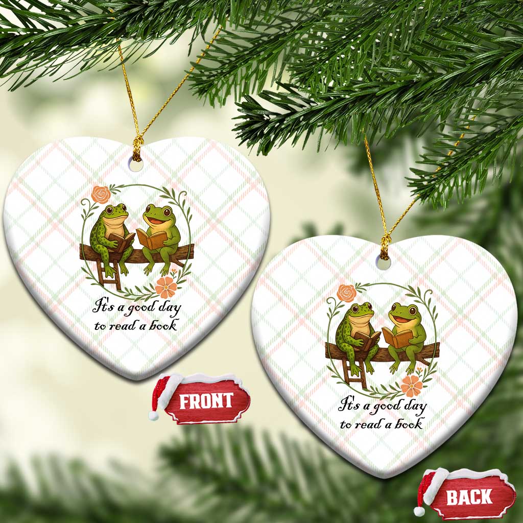 It Is A Good Day To Read A Book Ceramic Ornament Frog Book Lover - Wonder Print Shop