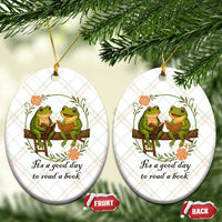 It Is A Good Day To Read A Book Ceramic Ornament Frog Book Lover - Wonder Print Shop