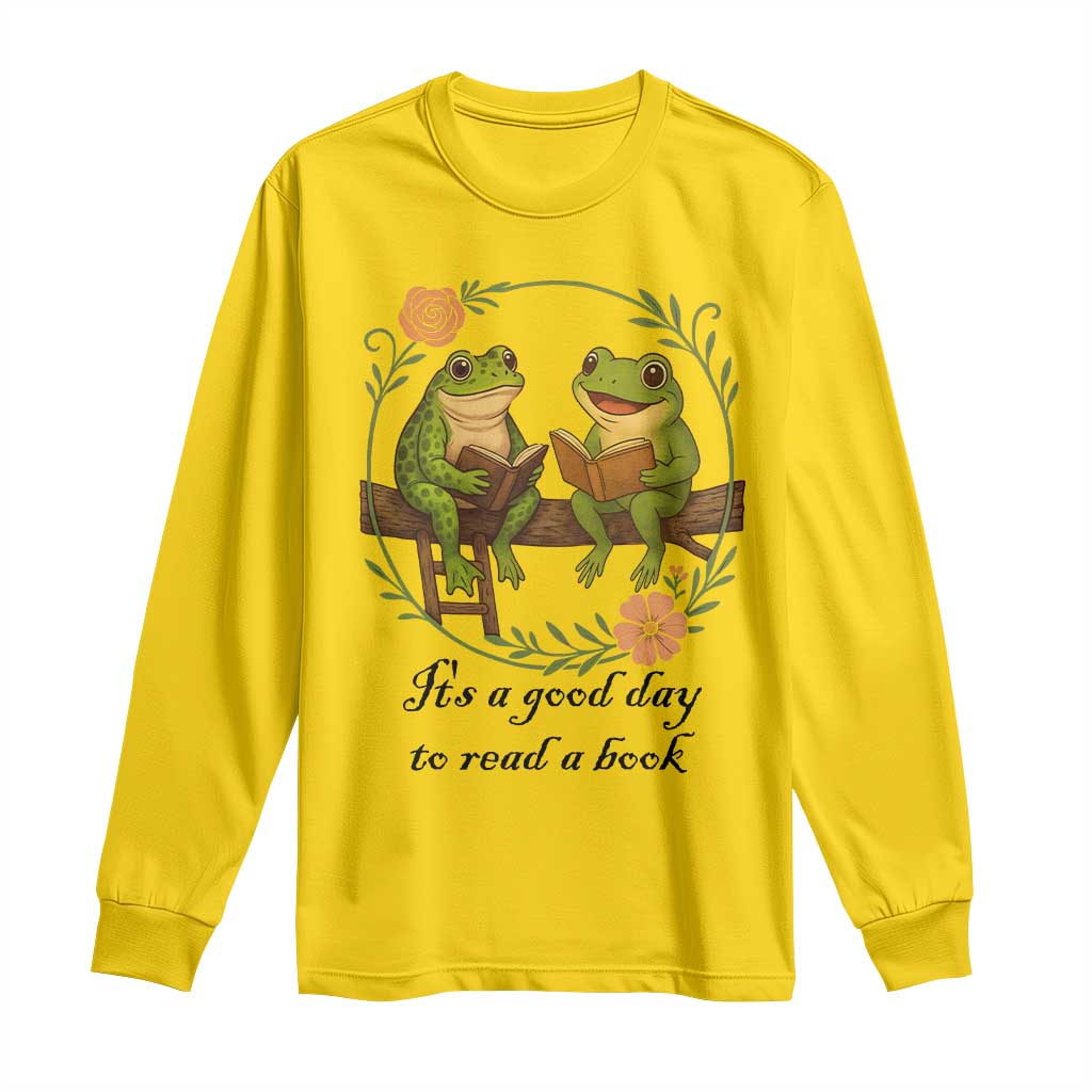It Is A Good Day To Read A Book Long Sleeve Shirt Frog Book Lover - Wonder Print Shop