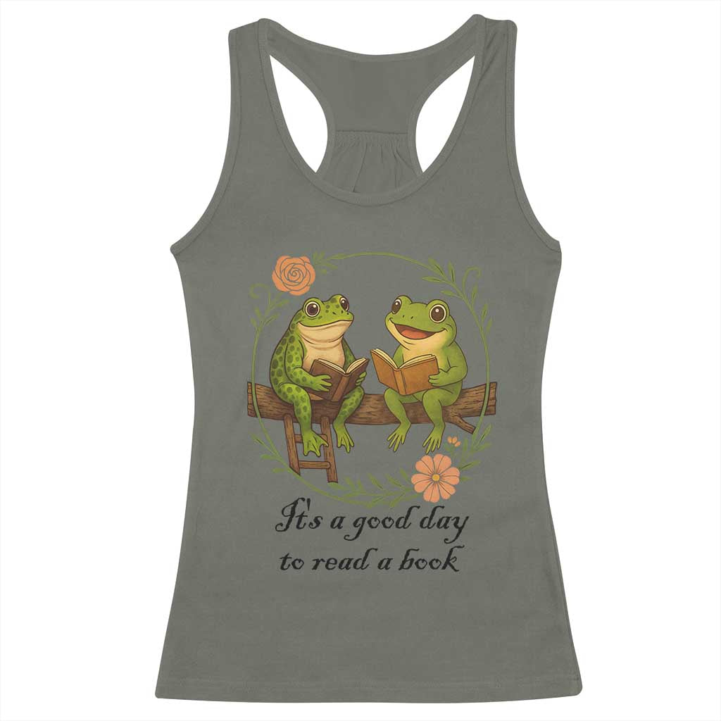 It Is A Good Day To Read A Book Racerback Tank Top Frog Book Lover - Wonder Print Shop