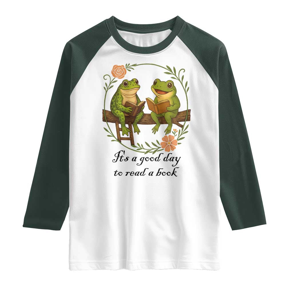 It Is A Good Day To Read A Book Raglan Shirt Frog Book Lover - Wonder Print Shop