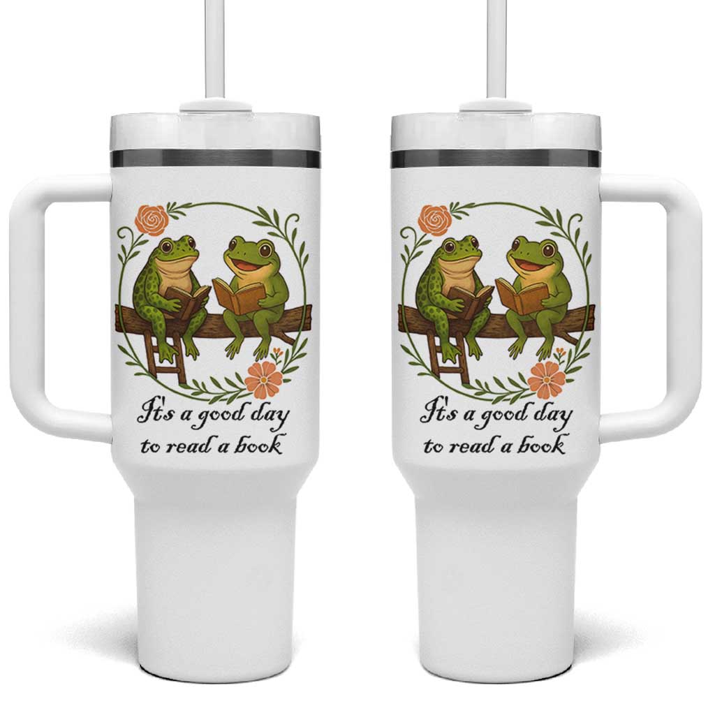 It Is A Good Day To Read A Book Tumbler With Handle Frog Book Lover