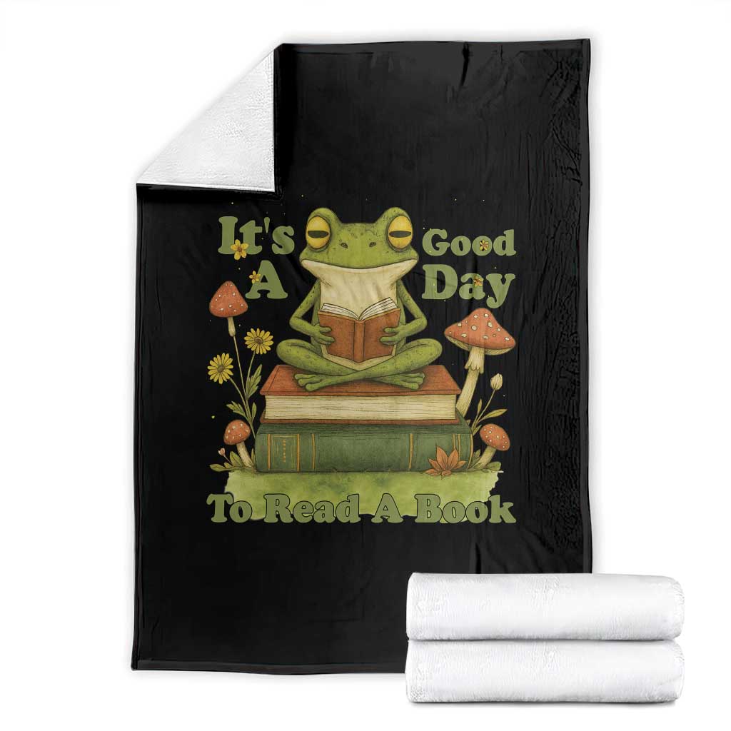 It Is A Good Day To Read A Book Throw Blanket Funny Frog Reading - Wonder Print Shop