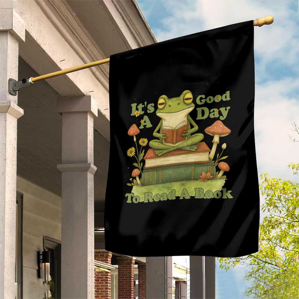 It Is A Good Day To Read A Book Garden Flag Funny Frog Reading - Wonder Print Shop