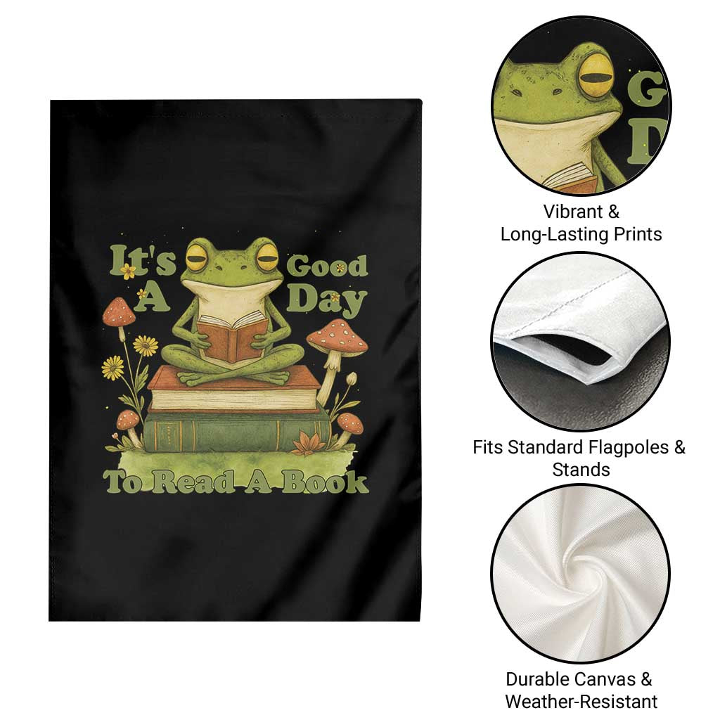 It Is A Good Day To Read A Book Garden Flag Funny Frog Reading - Wonder Print Shop