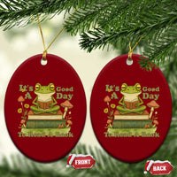 It Is A Good Day To Read A Book Ceramic Ornament Funny Frog Reading - Wonder Print Shop