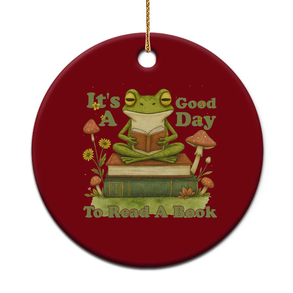 It Is A Good Day To Read A Book Ceramic Ornament Funny Frog Reading - Wonder Print Shop