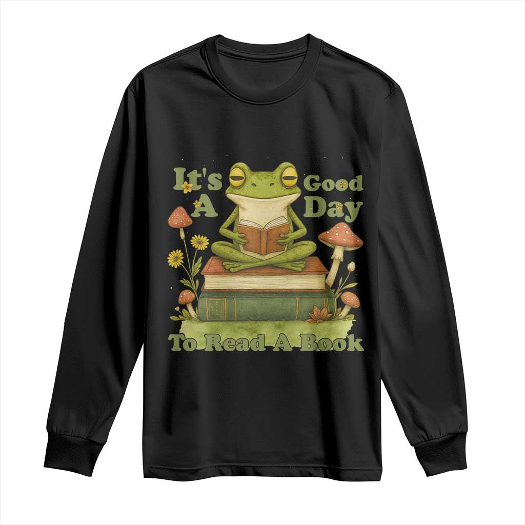 It Is A Good Day To Read A Book Long Sleeve Shirt Funny Frog Reading - Wonder Print Shop