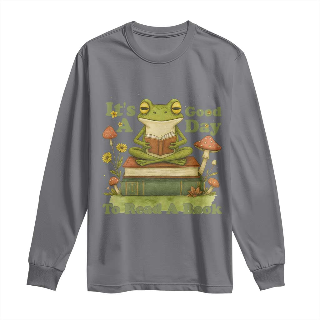 It Is A Good Day To Read A Book Long Sleeve Shirt Funny Frog Reading - Wonder Print Shop