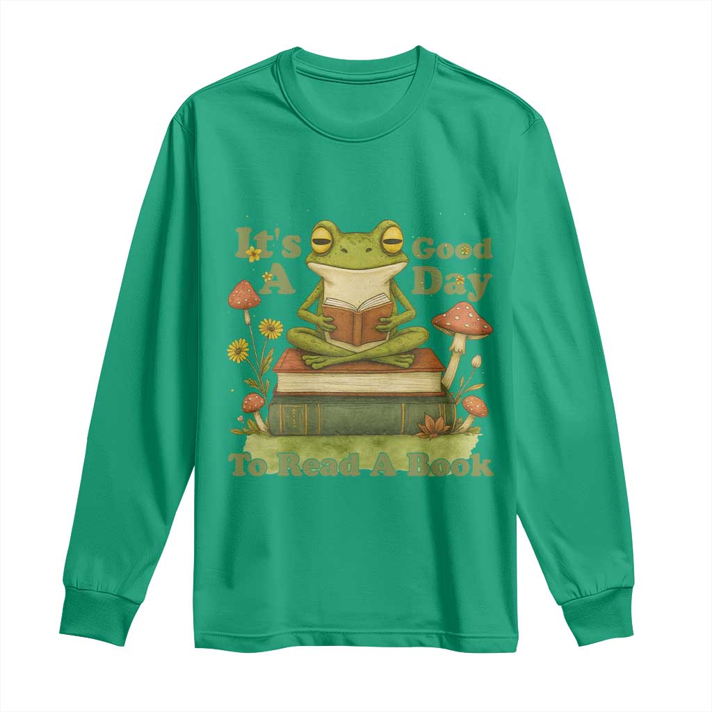 It Is A Good Day To Read A Book Long Sleeve Shirt Funny Frog Reading - Wonder Print Shop