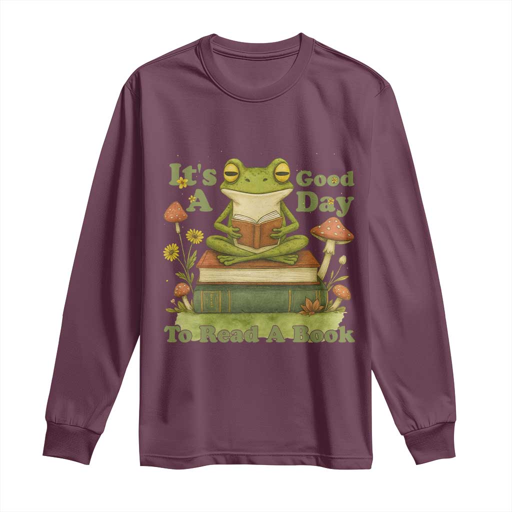 It Is A Good Day To Read A Book Long Sleeve Shirt Funny Frog Reading - Wonder Print Shop