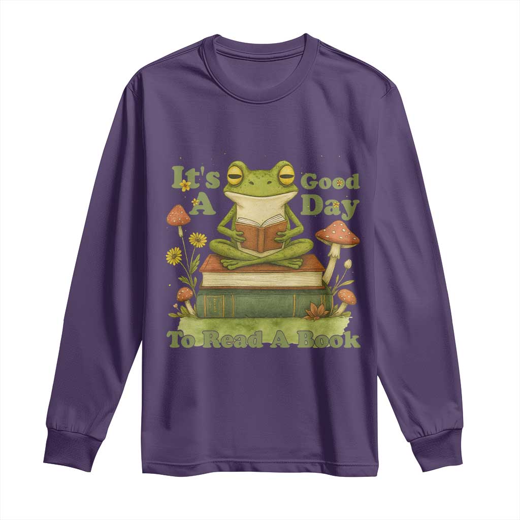 It Is A Good Day To Read A Book Long Sleeve Shirt Funny Frog Reading - Wonder Print Shop