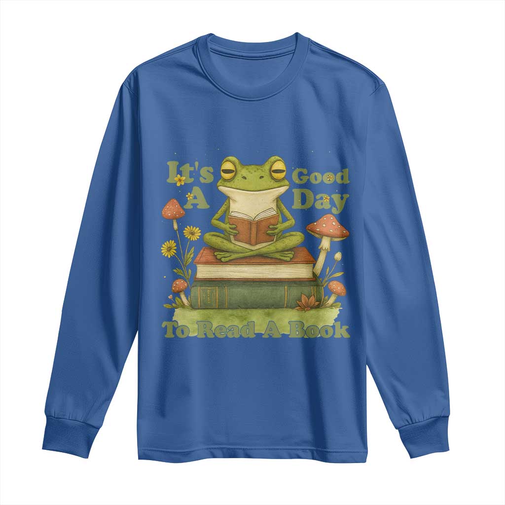 It Is A Good Day To Read A Book Long Sleeve Shirt Funny Frog Reading - Wonder Print Shop