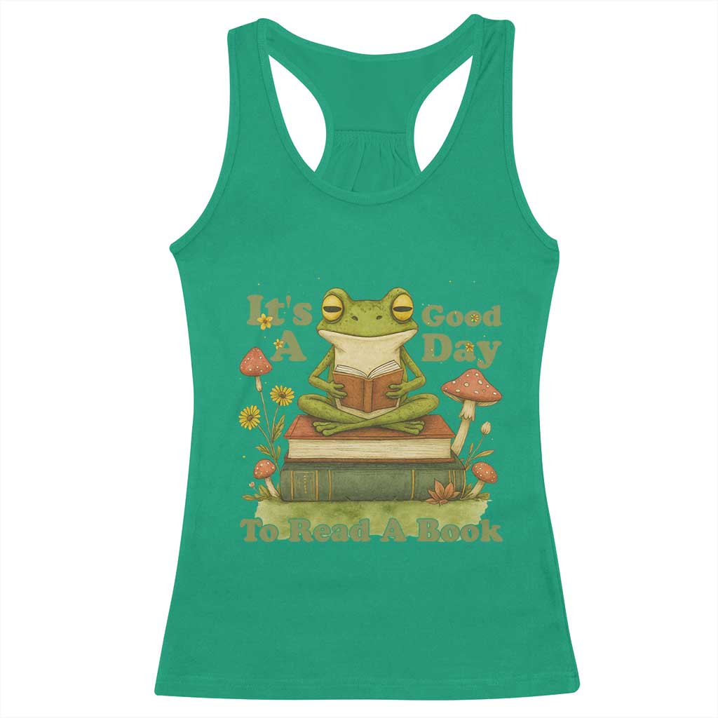 It Is A Good Day To Read A Book Racerback Tank Top Funny Frog Reading - Wonder Print Shop