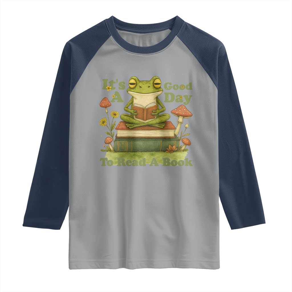 It Is A Good Day To Read A Book Raglan Shirt Funny Frog Reading - Wonder Print Shop