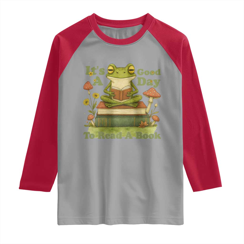 It Is A Good Day To Read A Book Raglan Shirt Funny Frog Reading - Wonder Print Shop