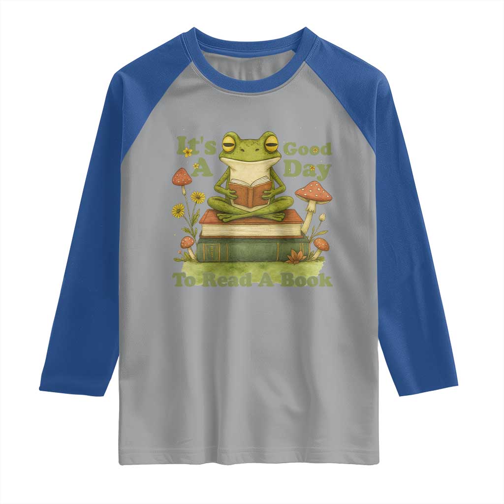 It Is A Good Day To Read A Book Raglan Shirt Funny Frog Reading - Wonder Print Shop
