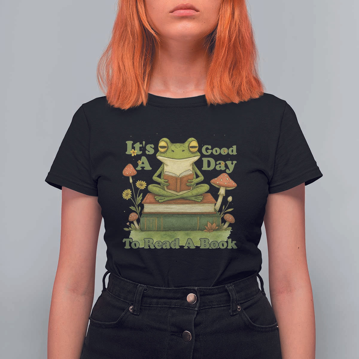 It Is A Good Day To Read A Book T Shirt For Women Funny Frog Reading - Wonder Print Shop