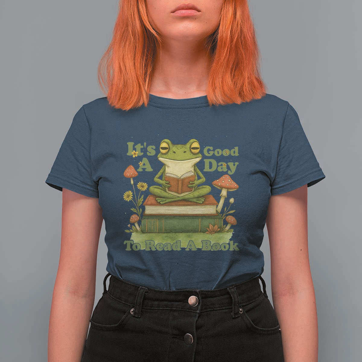 It Is A Good Day To Read A Book T Shirt For Women Funny Frog Reading - Wonder Print Shop