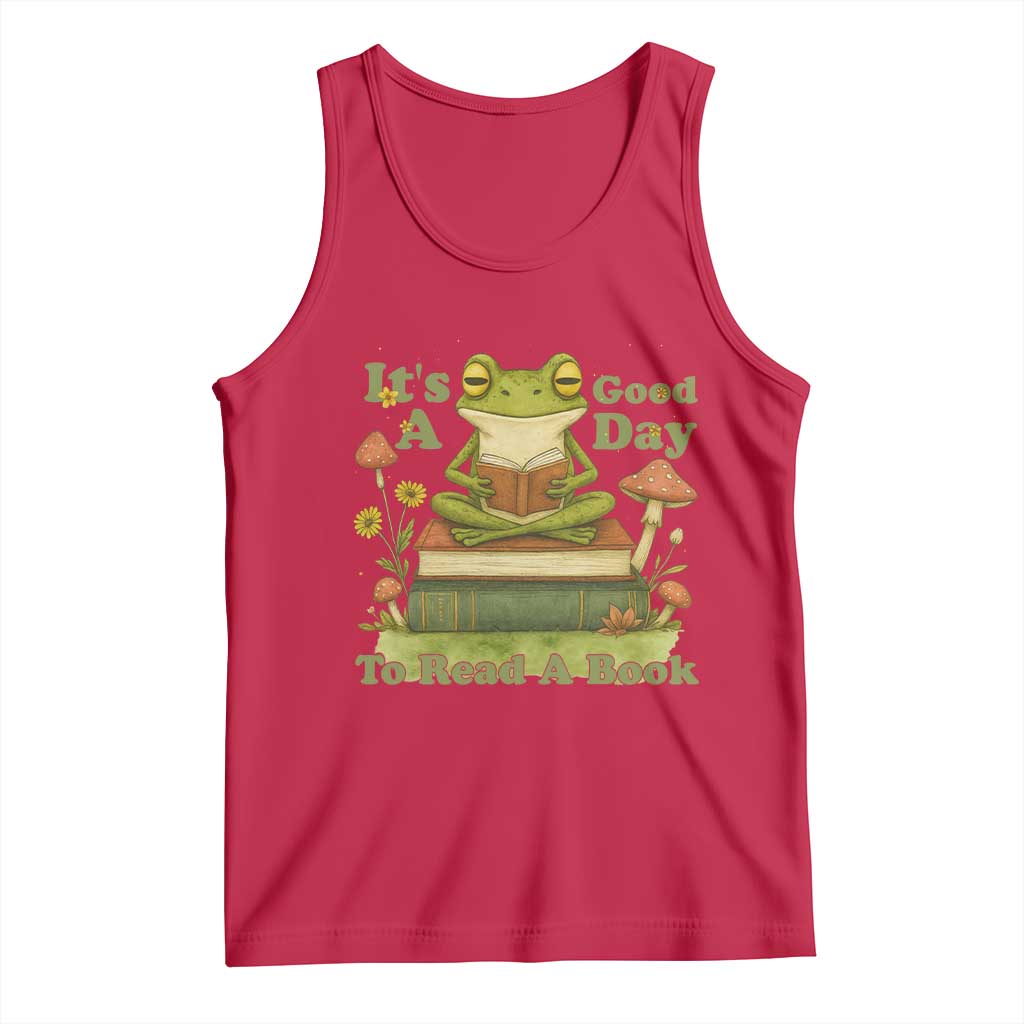It Is A Good Day To Read A Book Tank Top Funny Frog Reading - Wonder Print Shop