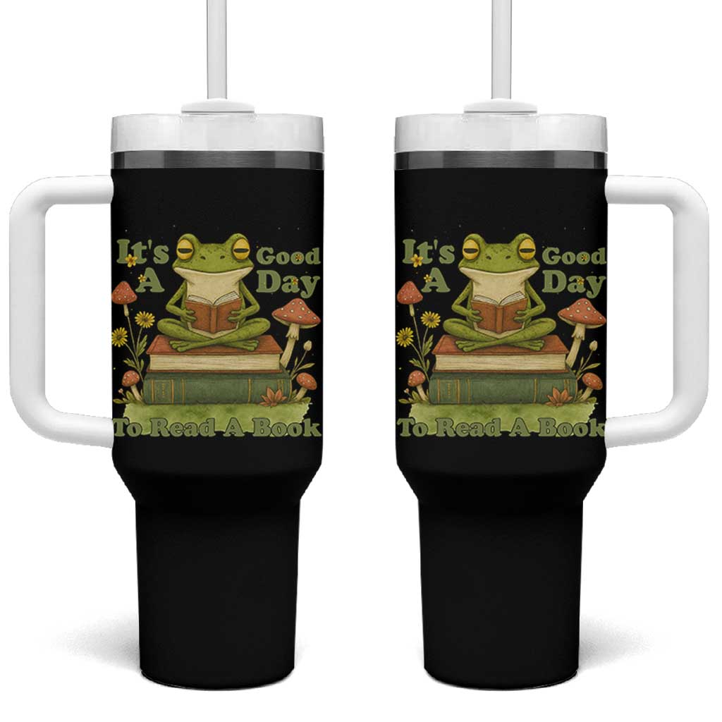 It Is A Good Day To Read A Book Tumbler With Handle Funny Frog Reading