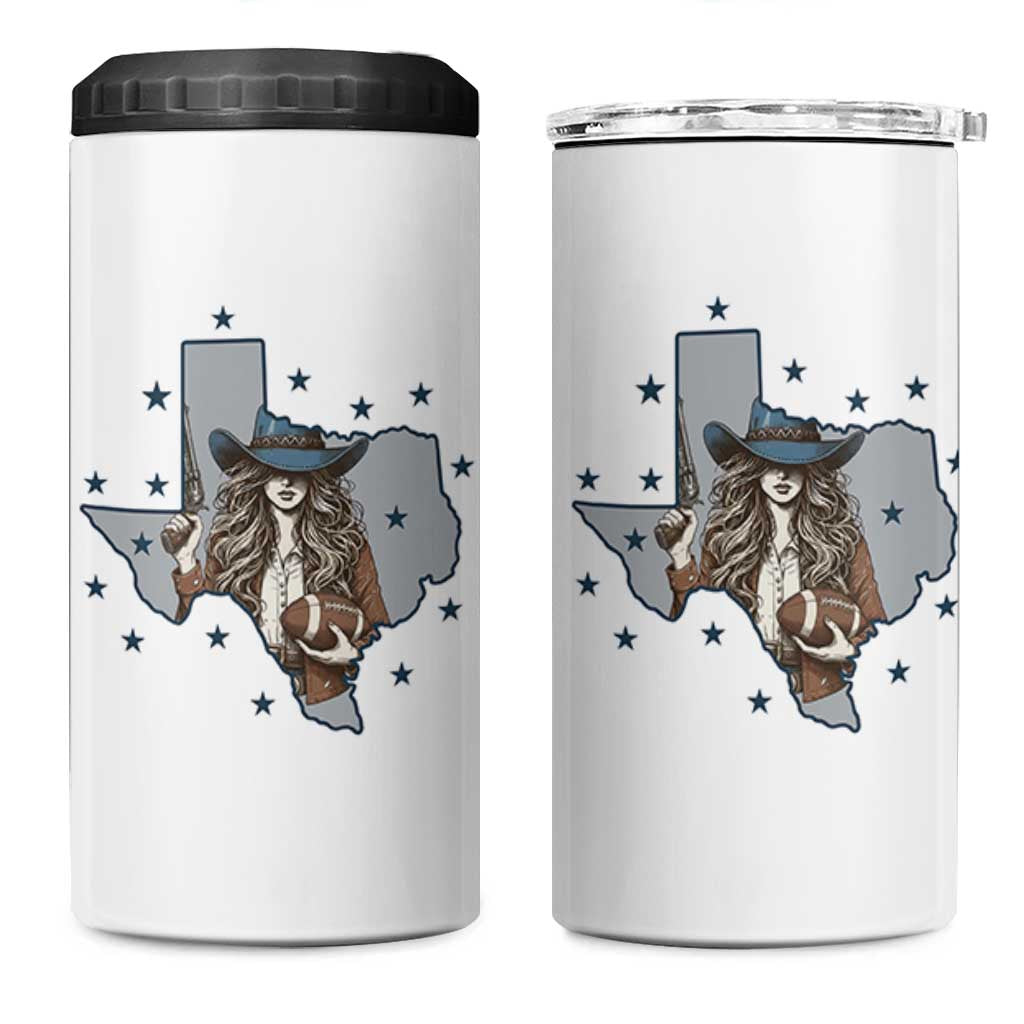 Funny Texas Cowgirl 4 in 1 Can Cooler Tumbler Football Lover Gift - Wonder Print Shop
