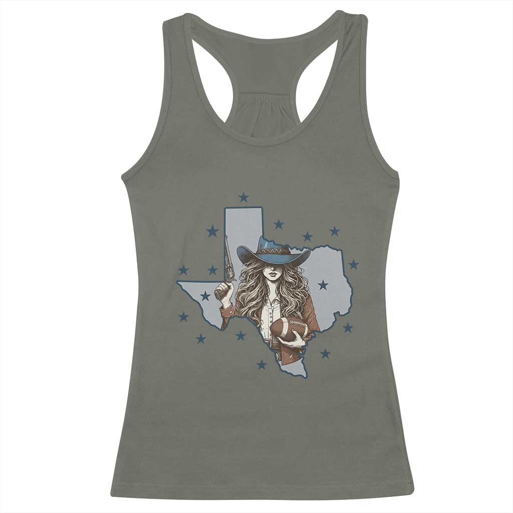 Funny Texas Cowgirl Racerback Tank Top Football Lover Gift - Wonder Print Shop