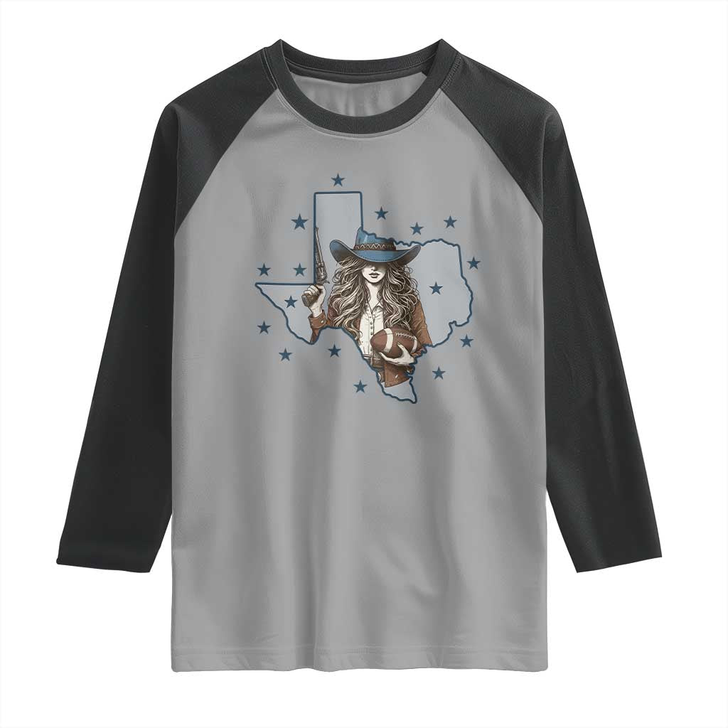 Funny Texas Cowgirl Raglan Shirt Football Lover Gift - Wonder Print Shop