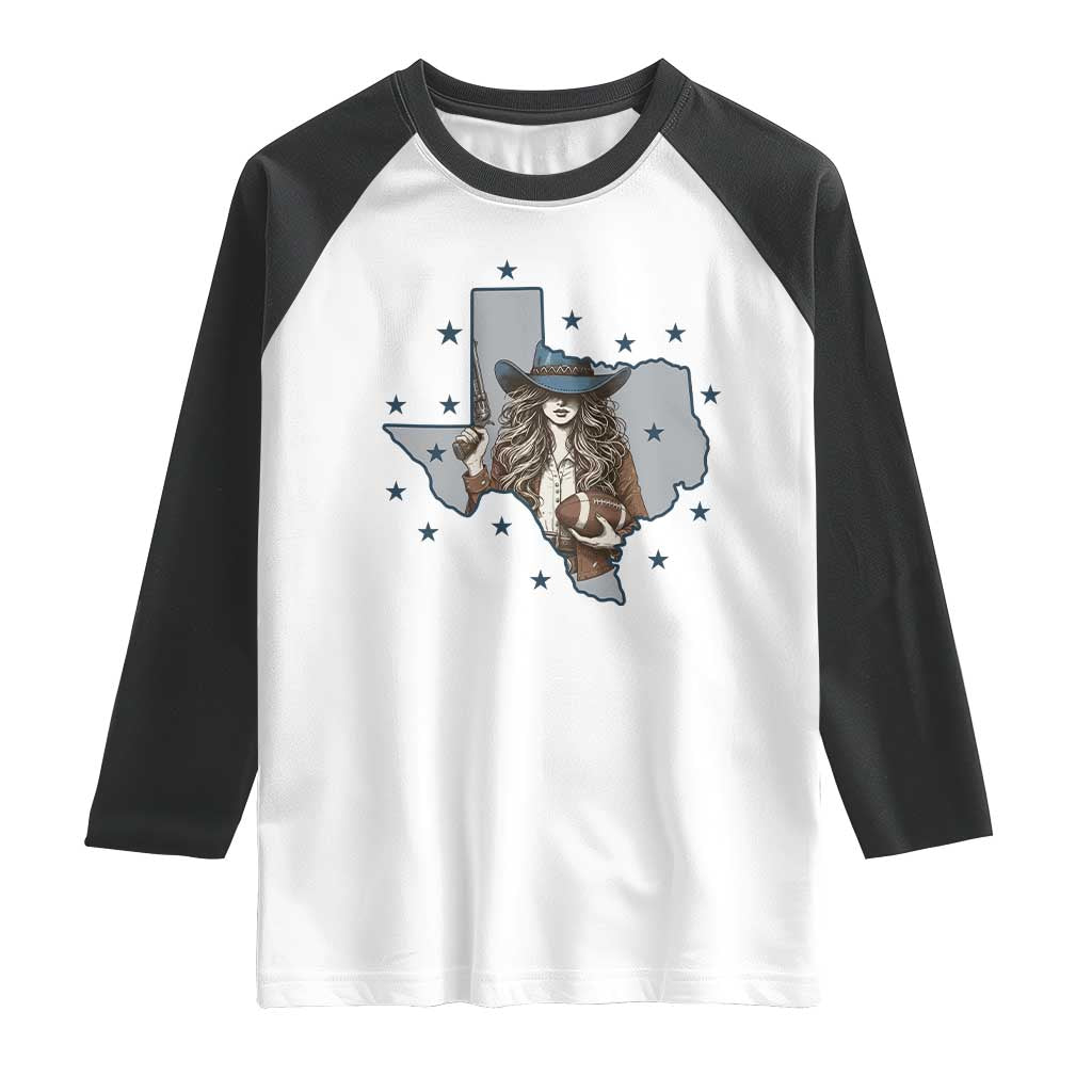 Funny Texas Cowgirl Raglan Shirt Football Lover Gift - Wonder Print Shop