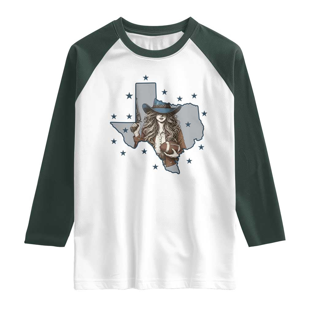 Funny Texas Cowgirl Raglan Shirt Football Lover Gift - Wonder Print Shop
