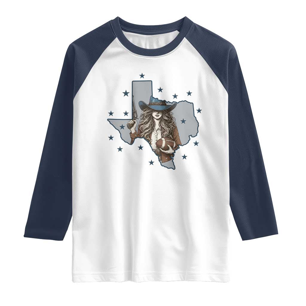 Funny Texas Cowgirl Raglan Shirt Football Lover Gift - Wonder Print Shop