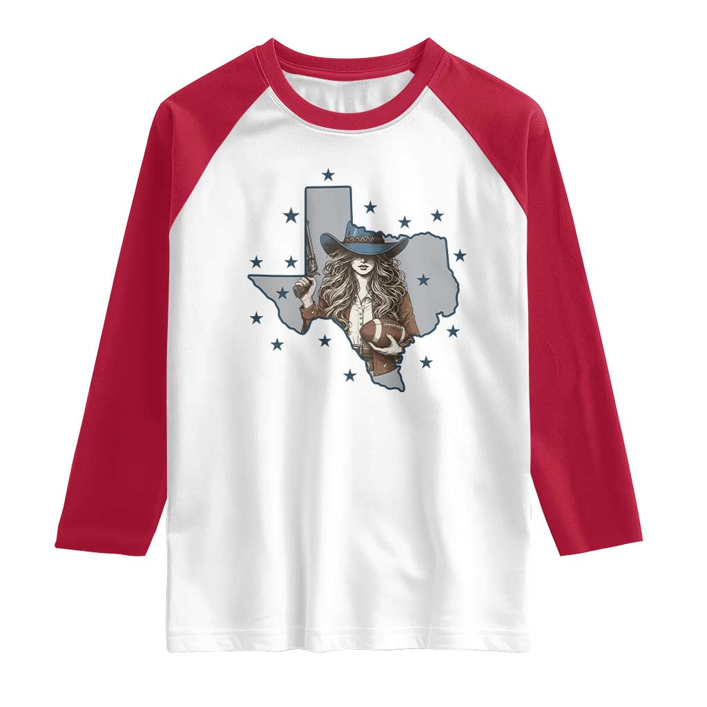Funny Texas Cowgirl Raglan Shirt Football Lover Gift - Wonder Print Shop