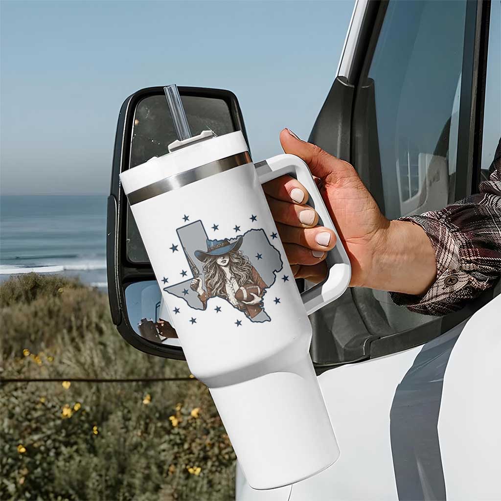 Funny Texas Cowgirl Tumbler With Handle Football Lover Gift - Wonder Print Shop