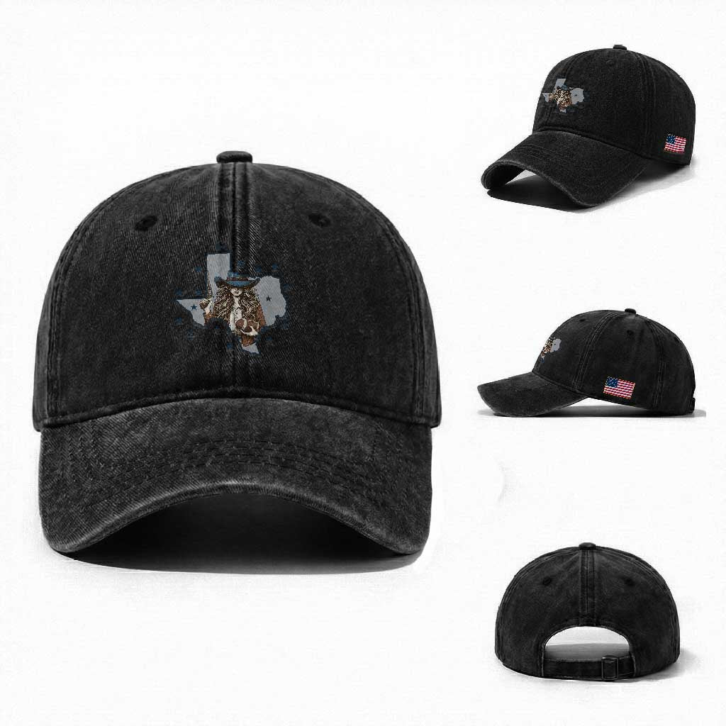 Funny TX Cowgirl Washed Cotton Baseball Cap Football Lover Gift
