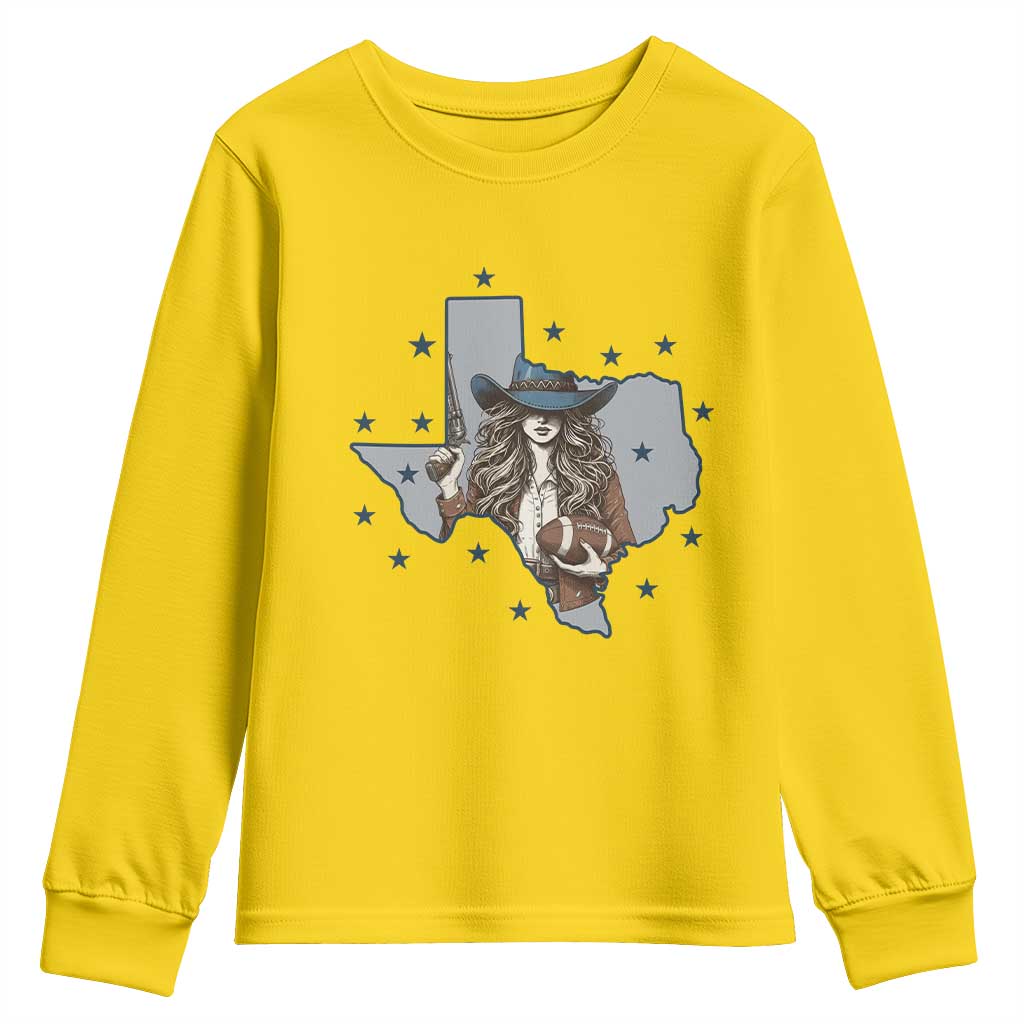 Funny Texas Cowgirl Youth Sweatshirt Football Lover Gift - Wonder Print Shop