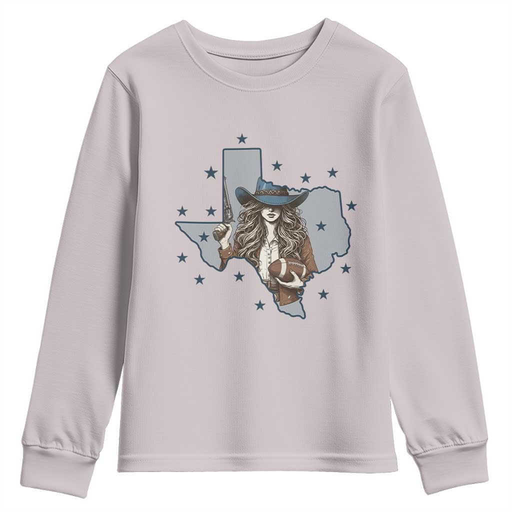 Funny Texas Cowgirl Youth Sweatshirt Football Lover Gift - Wonder Print Shop
