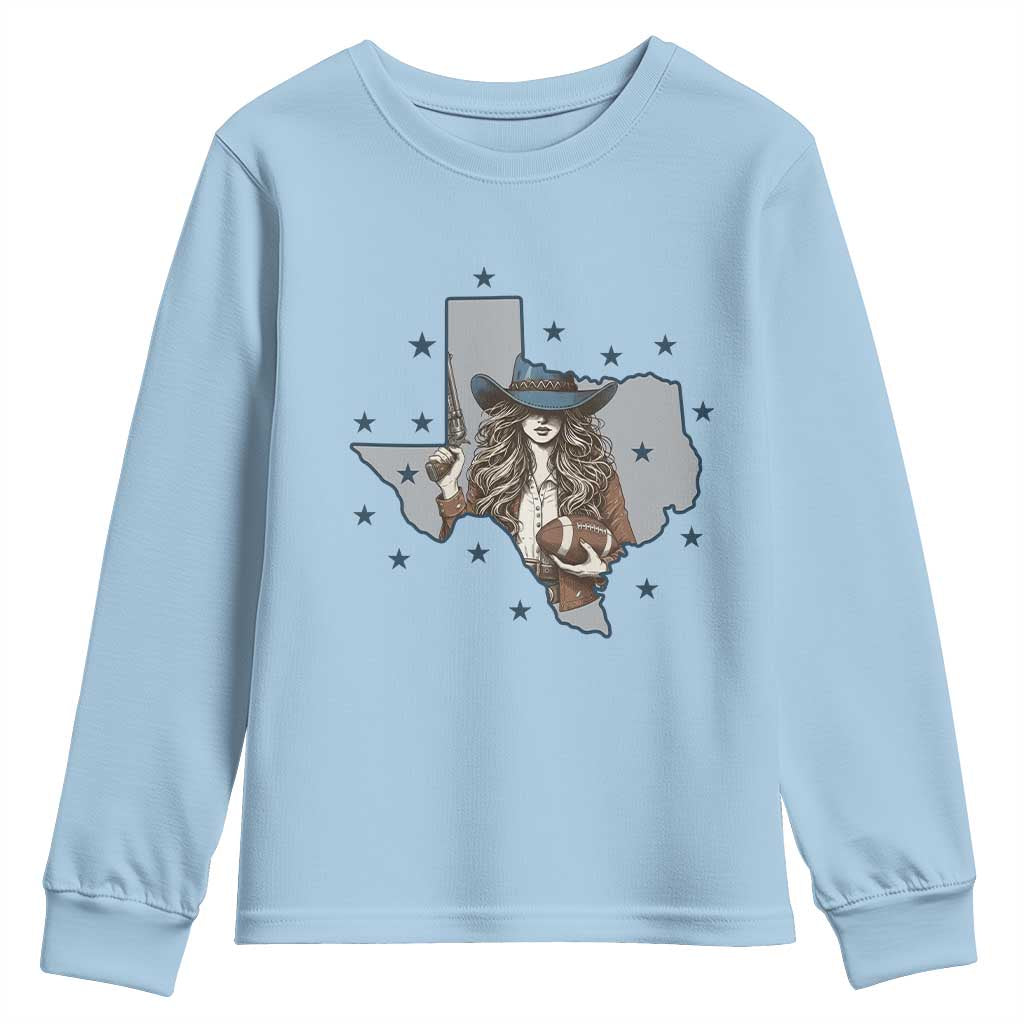 Funny Texas Cowgirl Youth Sweatshirt Football Lover Gift - Wonder Print Shop