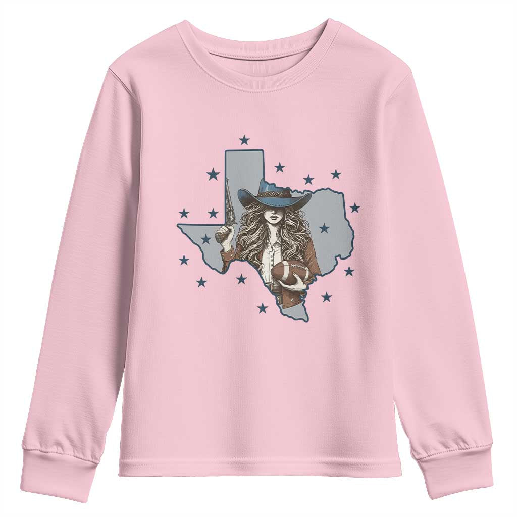 Funny Texas Cowgirl Youth Sweatshirt Football Lover Gift - Wonder Print Shop