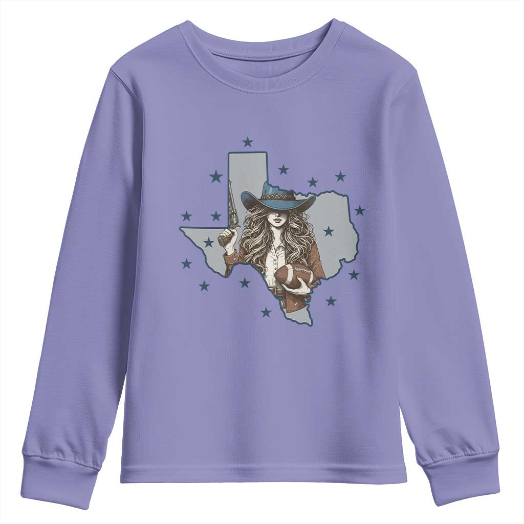 Funny Texas Cowgirl Youth Sweatshirt Football Lover Gift - Wonder Print Shop