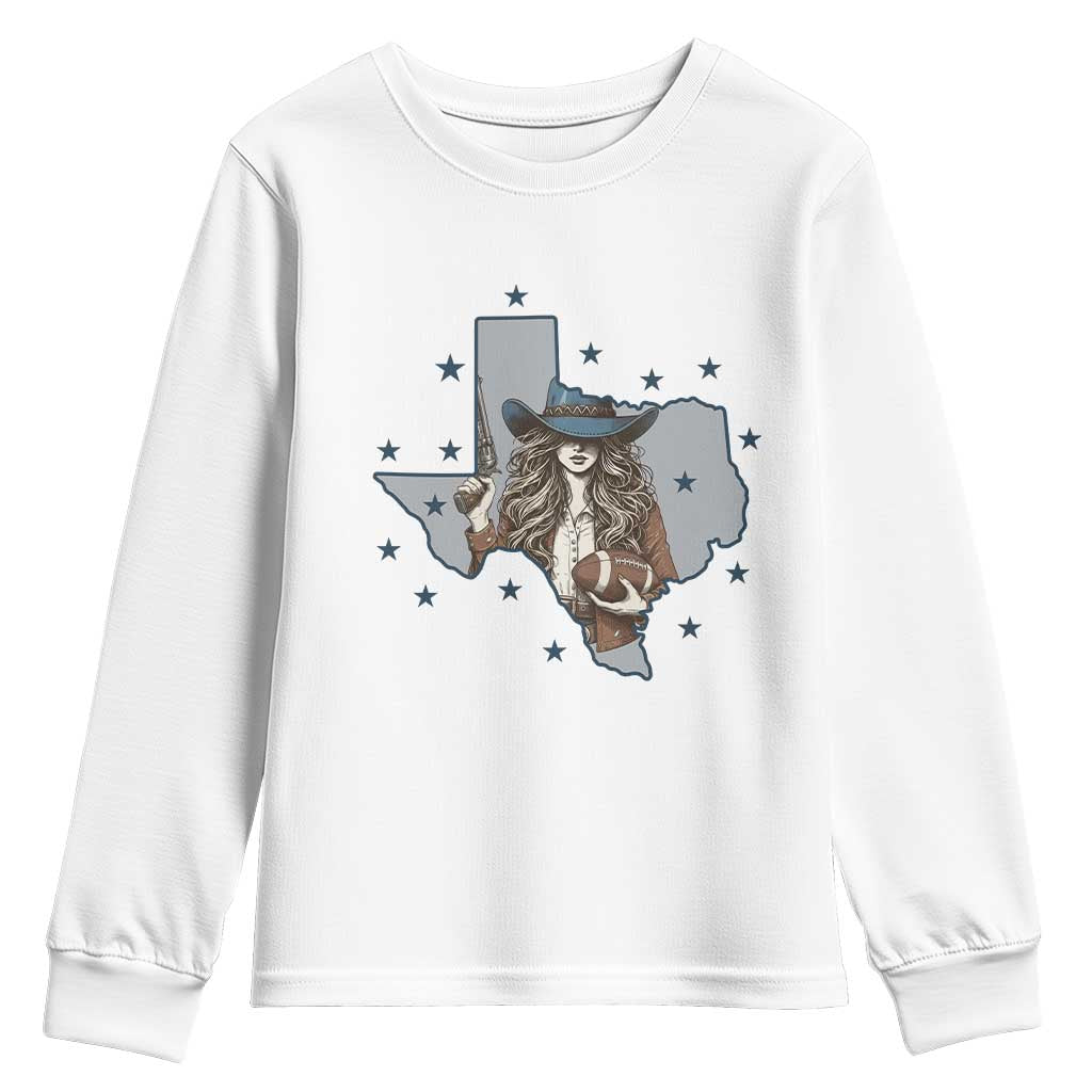 Funny Texas Cowgirl Youth Sweatshirt Football Lover Gift - Wonder Print Shop