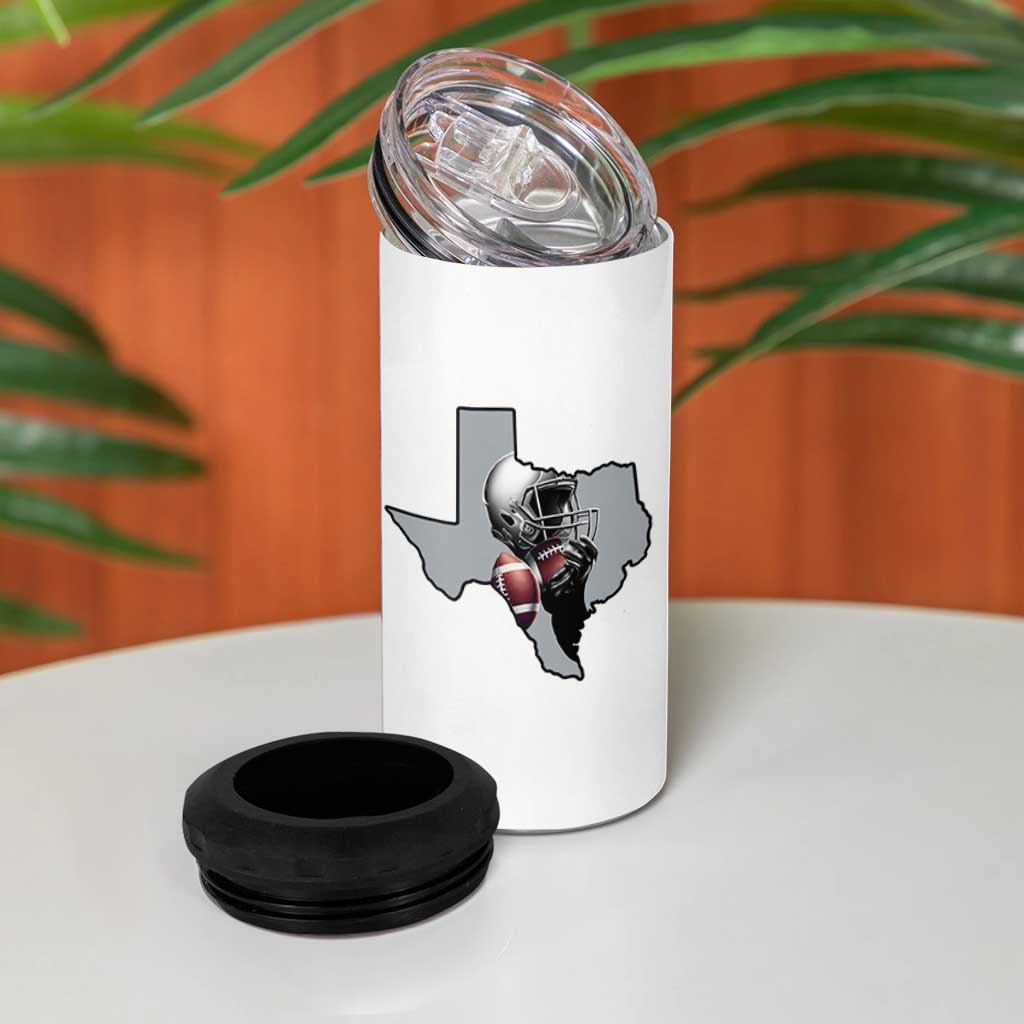 Texas Football Life 4 in 1 Can Cooler Tumbler Western Sports Fan Gift - Wonder Print Shop