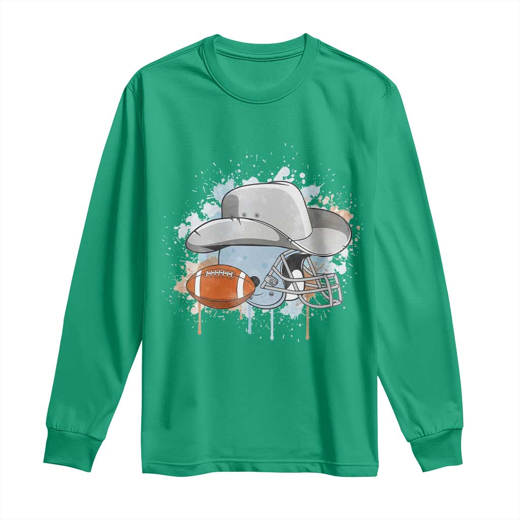 Cowboy Football Helmet Long Sleeve Shirt Game Day Spirit Gift - Wonder Print Shop