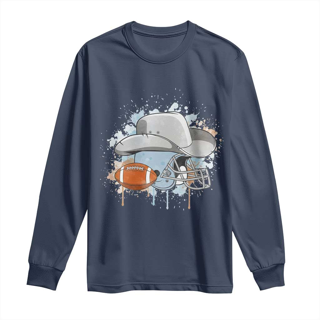 Cowboy Football Helmet Long Sleeve Shirt Game Day Spirit Gift - Wonder Print Shop