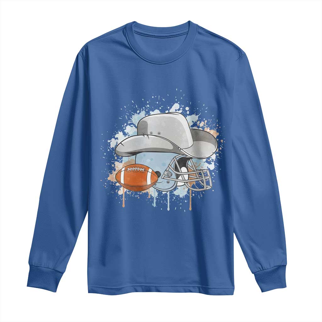 Cowboy Football Helmet Long Sleeve Shirt Game Day Spirit Gift - Wonder Print Shop