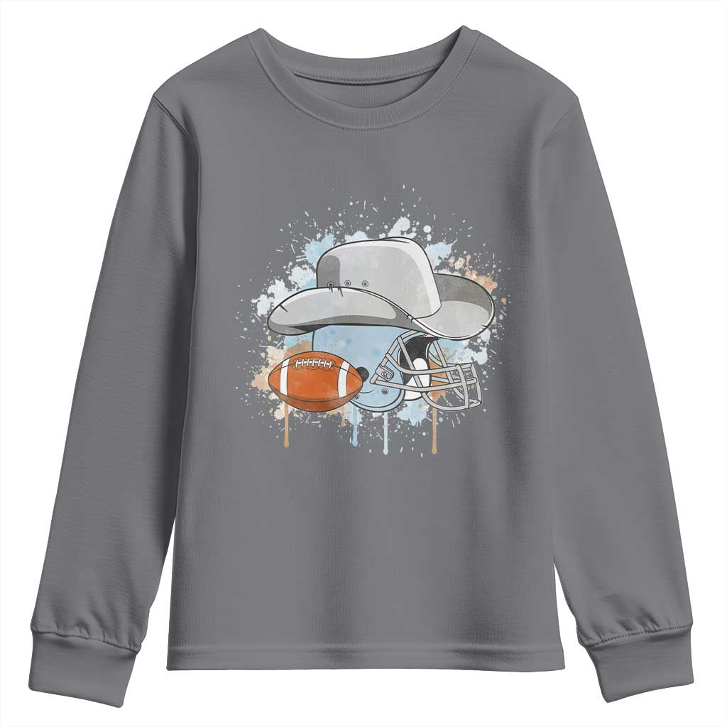 Cowboy Football Helmet Youth Sweatshirt Game Day Spirit Gift - Wonder Print Shop