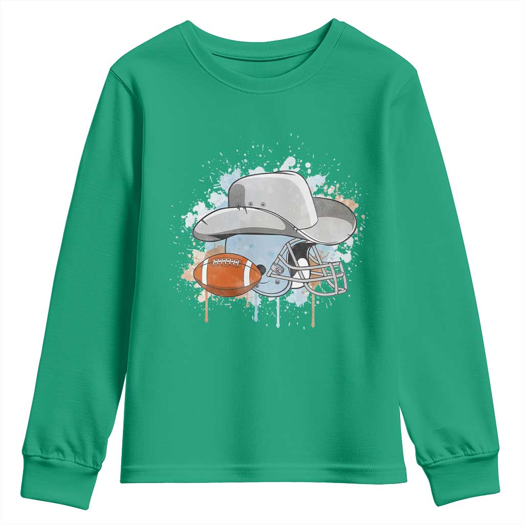 Cowboy Football Helmet Youth Sweatshirt Game Day Spirit Gift - Wonder Print Shop