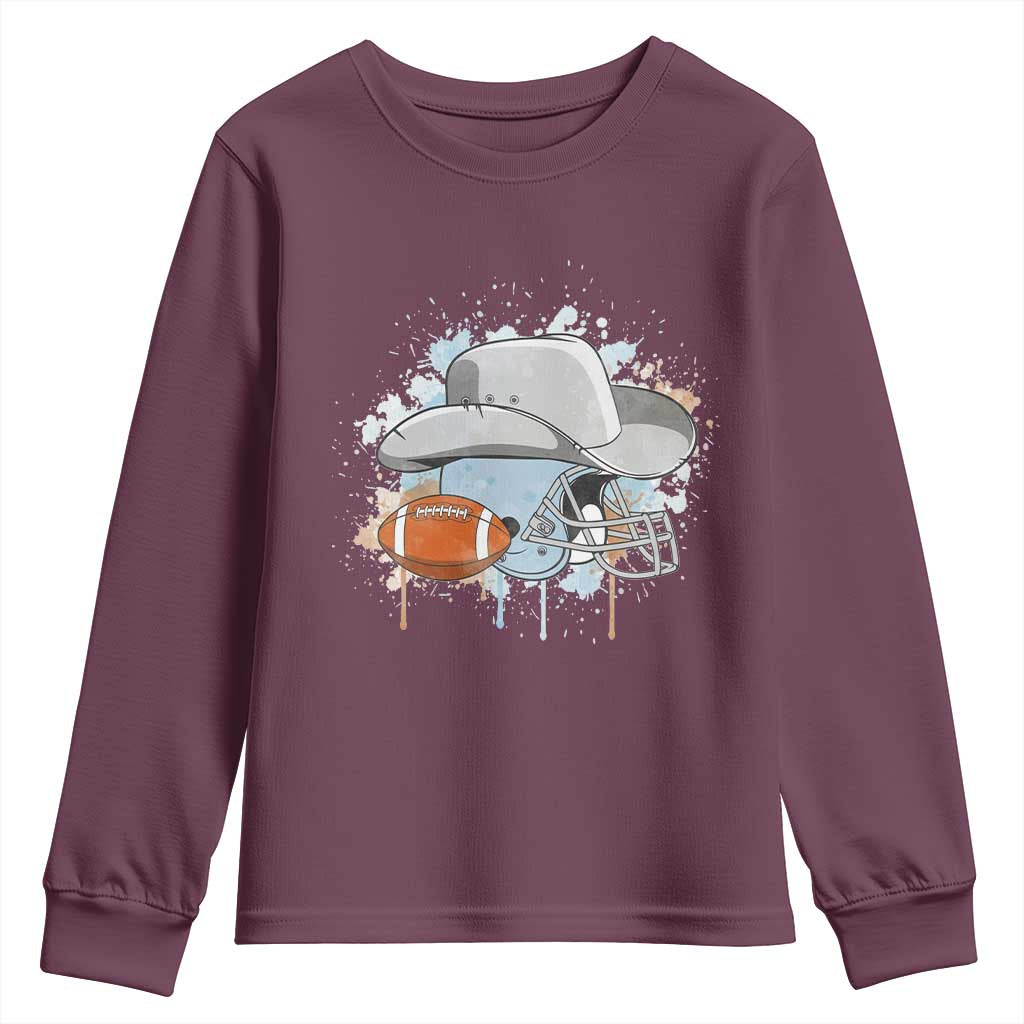 Cowboy Football Helmet Youth Sweatshirt Game Day Spirit Gift - Wonder Print Shop